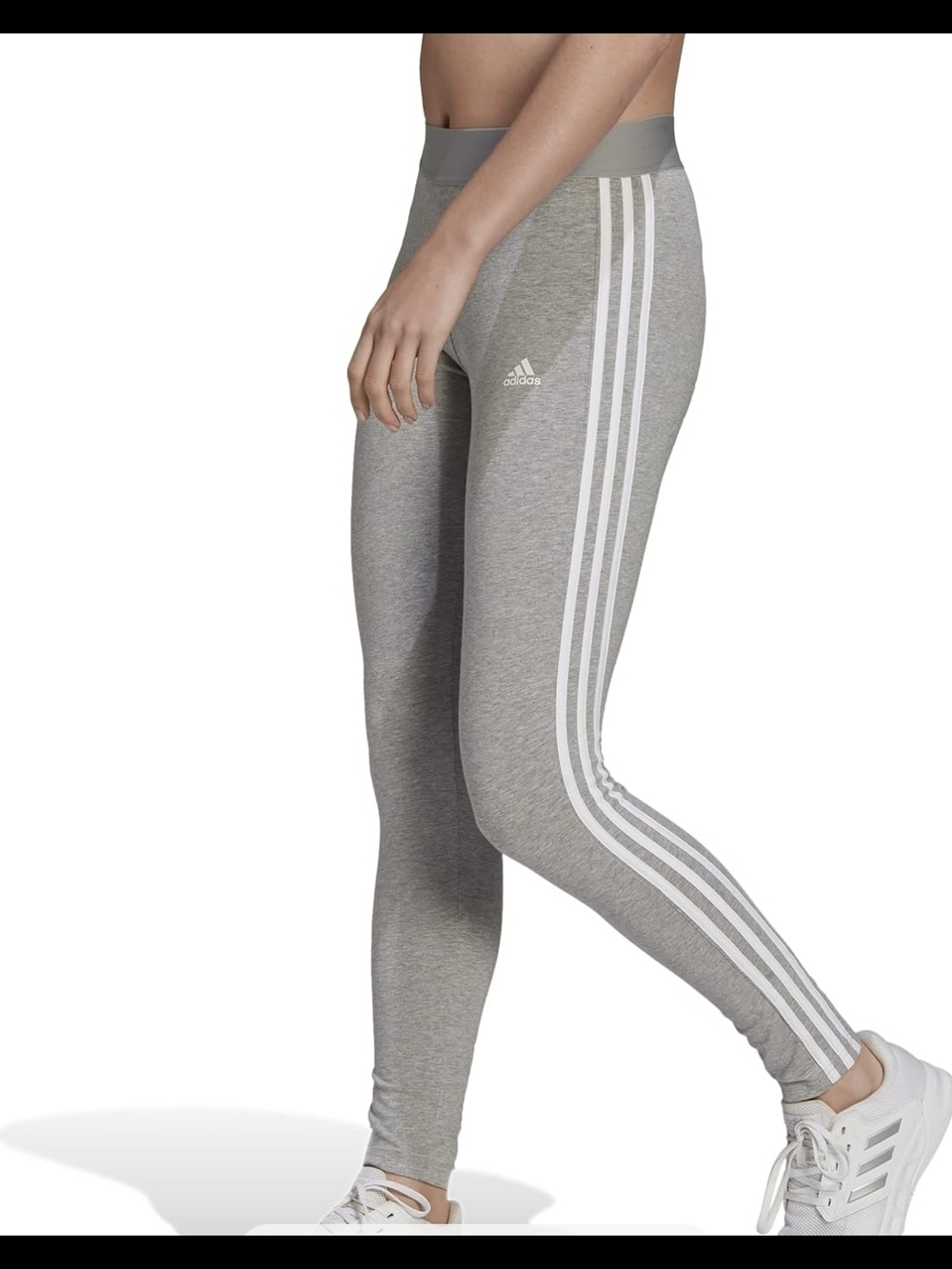 Adidas Essentials Gray/white 3 Stripe Leggings